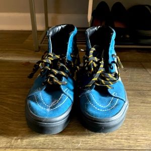 Blue soft material high top vans